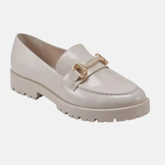 NEW Bandolino Franny Chunky Lug Soles Gold Handwear Slip-On Shoes Loafer 7 Cream - Picture 3 of 16